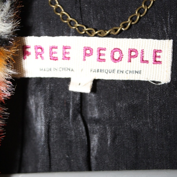 Free People Carmella Faux Fake Fur Coat Aztec Western Print.  Sz. L - Picture 8 of 10